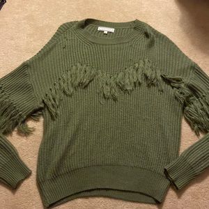 Green ruffle sweater